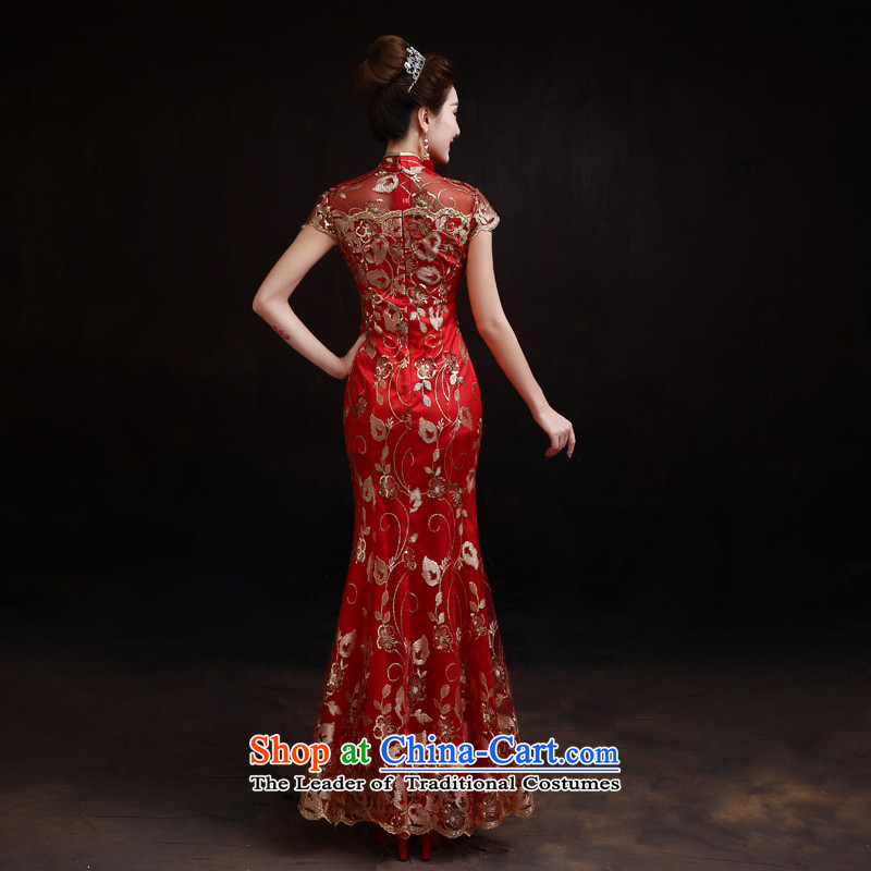 The dumping of the wedding dress spring and fall 2015 new bride bows to marry cheongsam long retro improved crowsfoot red XXL, Sau San will soothe the wedding dress shopping on the Internet has been pressed.