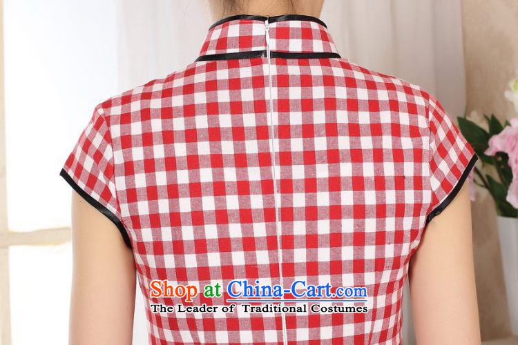 Min Joseph cotton linen retro checked short-sleeved qipao improved day-to-Republic of Korea Women's Summer linen cheongsam dress D0247 emblazoned with the Red Grid S picture, prices, brand platters! The elections are supplied in the national character of distribution, so action, buy now enjoy more preferential! As soon as possible.