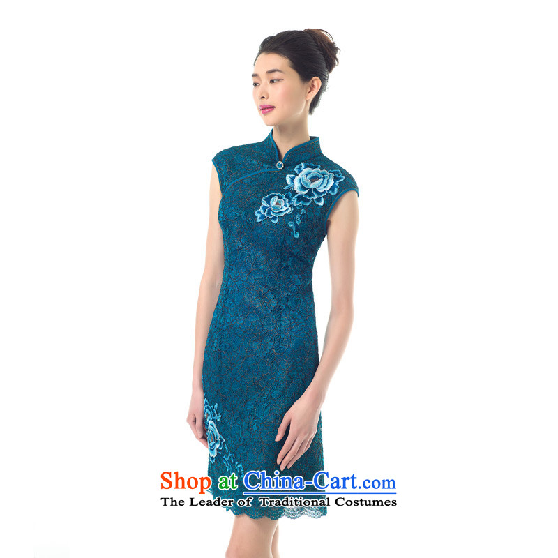 The 2015 Spring wood really new improved cheongsam dress stylish embroidery lace dresses female skirt summer 43135 Sau San 11 light blue , L, Wood , , , a really shopping on the Internet