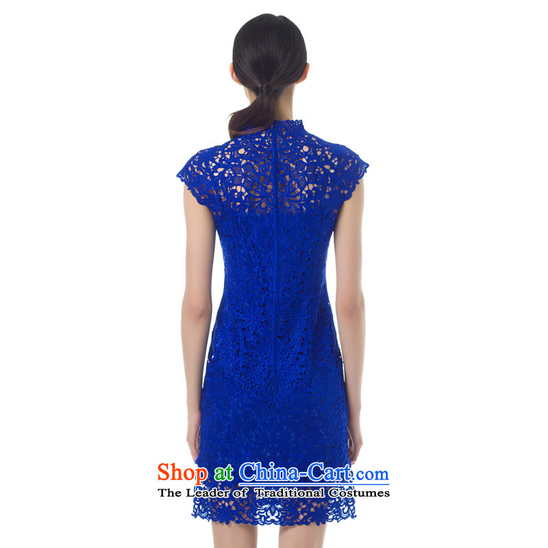 The Tang Dynasty outfits wood really fall 2015 load dress engraving cheongsam dress lace dresses summer new 42896 10 Deep Blue , L, Wood , , , the true online shopping