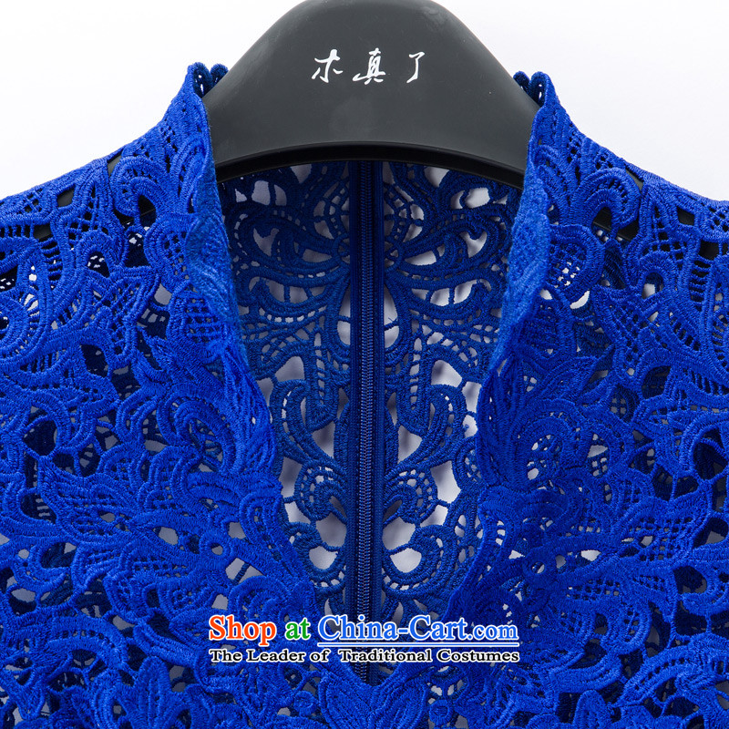 The Tang Dynasty outfits wood really fall 2015 load dress engraving cheongsam dress lace dresses summer new 42896 10 Deep Blue , L, Wood , , , the true online shopping