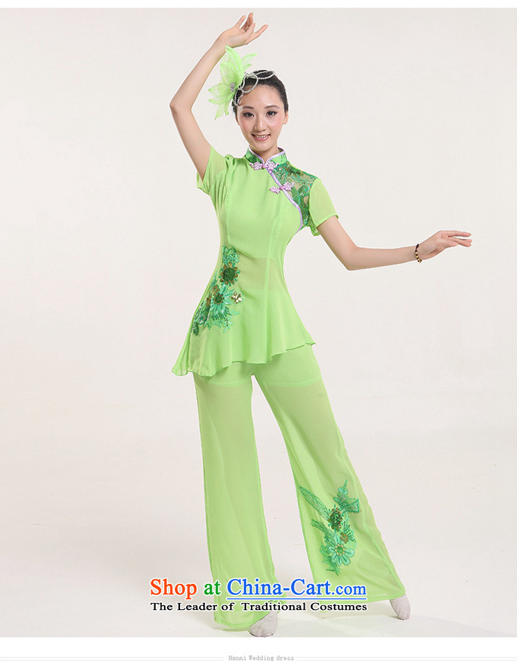 Time in elderly yangko groups serving dance performances to female Fan Dance classic dance Stage Costume waist encouraging new classic dance wearing apparels national theatrical performances green L picture, prices, brand platters! The elections are supplied in the national character of distribution, so action, buy now enjoy more preferential! As soon as possible.