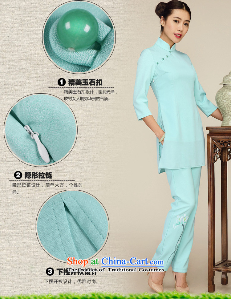 No. load short qipao Tang Ramadan 2015 T-shirt of ethnic retro blouses light green S picture, prices, brand platters! The elections are supplied in the national character of distribution, so action, buy now enjoy more preferential! As soon as possible.