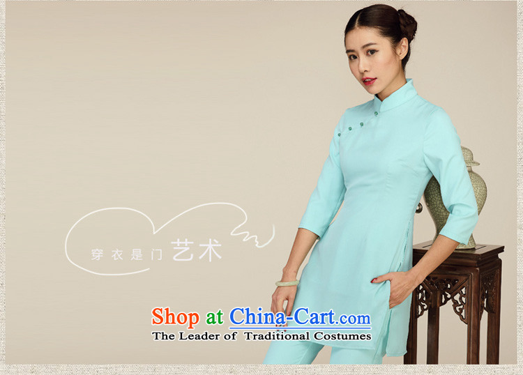 No. load short qipao Tang Ramadan 2015 T-shirt of ethnic retro blouses light green S picture, prices, brand platters! The elections are supplied in the national character of distribution, so action, buy now enjoy more preferential! As soon as possible.