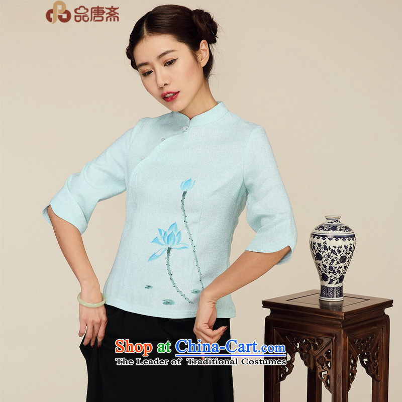 Products for the new fall short of Ramadan_ 2015 ethnic retro-clip improved Han-Sau San Tong blouses light green?L