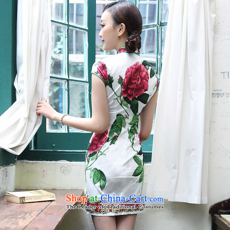 I should be grateful if you would have the escape lady Kyung Spring Summer daily cheongsam dress stylish improved national wind cheongsam dress white 2XL, Yat Lady , , , shopping on the Internet