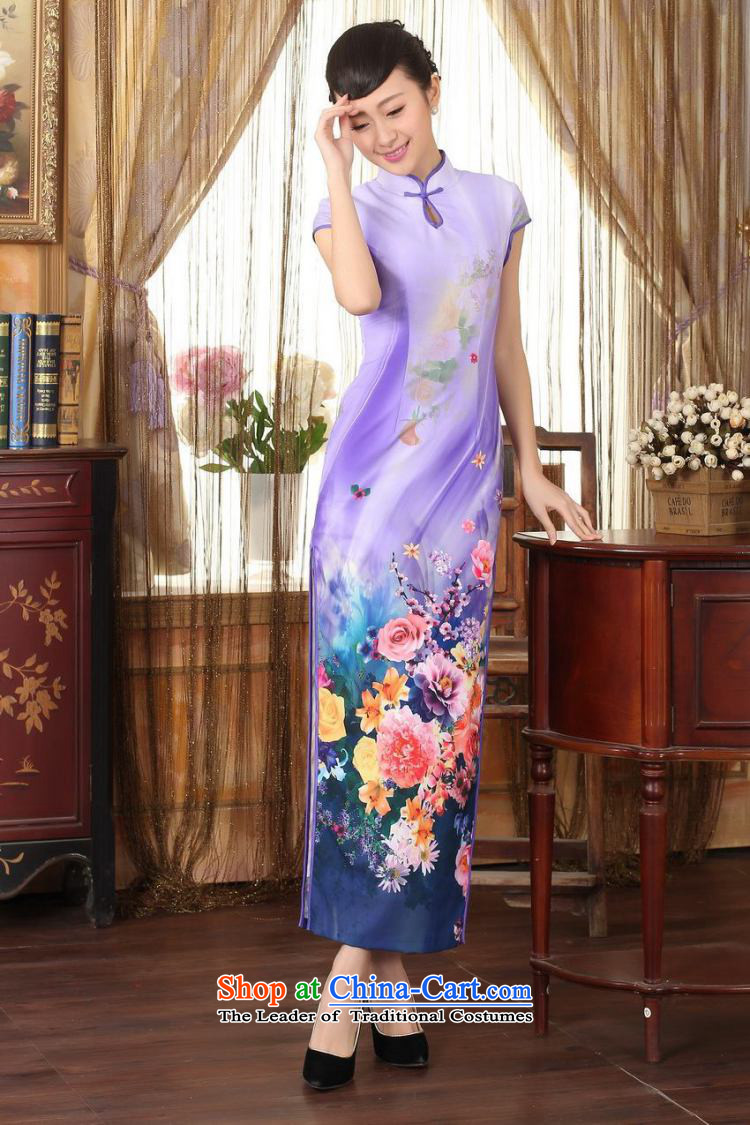 Min Ms. Joseph qipao Tang Dynasty Doi Fong water droplets collar short-sleeve long double qipao Sau San light blue L picture, prices, brand platters! The elections are supplied in the national character of distribution, so action, buy now enjoy more preferential! As soon as possible.