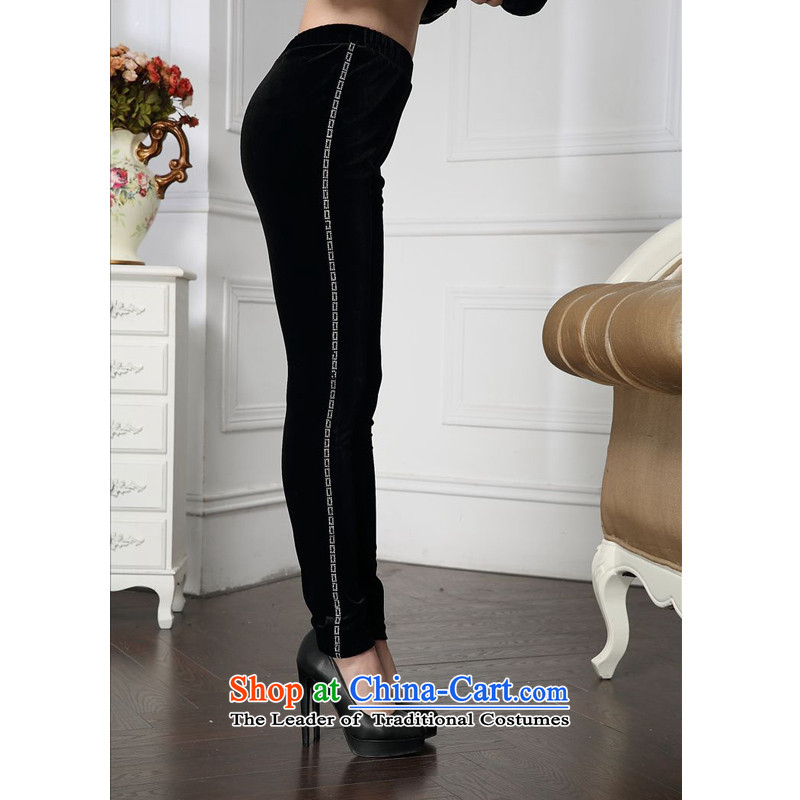 Forest narcissus spring and autumn 2015 install new stylish trousers edge bar diamond small hem mother pants and comfortable plush down pants HGL-4605 XXXXL, Black Forest (senlinshuixian narcissus) , , , shopping on the Internet