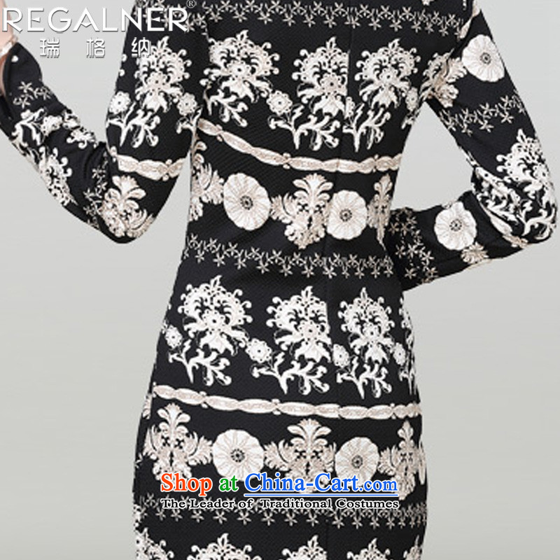 Rui, spring and autumn 2015 new engraving flowers stamp China wind long-sleeved Sau San cheongsam dress suit , Wagner, REGALNER (shopping on the Internet has been pressed.)