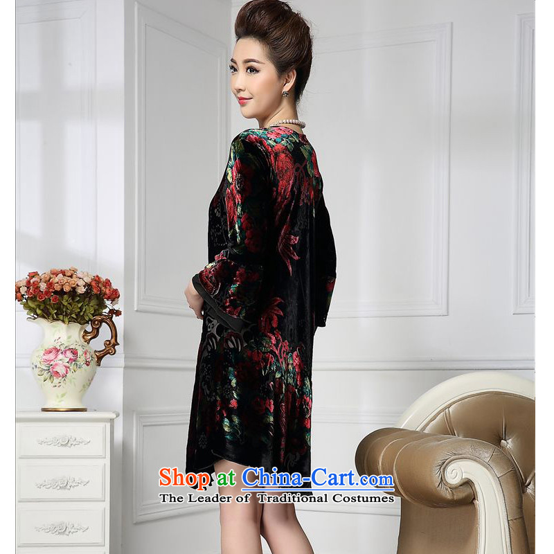 Forest narcissus spring and autumn 2015 install new stylish wide sleeves manually staple court beads in flower long herbs extract stitching velvet HGL-666 XXL, wine red forest Narcissus (senlinshuixian) , , , shopping on the Internet