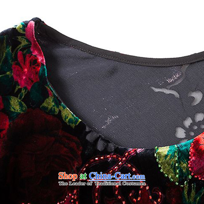 Forest narcissus spring and autumn 2015 install new stylish wide sleeves manually staple court beads in flower long herbs extract stitching velvet HGL-666 XXL, wine red forest Narcissus (senlinshuixian) , , , shopping on the Internet