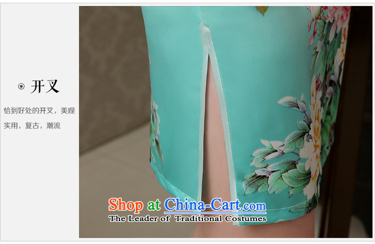 Martin Taylor in spring and summer 2015 New Silk Cheongsam look elegant daily stamp cheongsam dress short, Retro improved light green light green XXL picture, prices, brand platters! The elections are supplied in the national character of distribution, so action, buy now enjoy more preferential! As soon as possible.