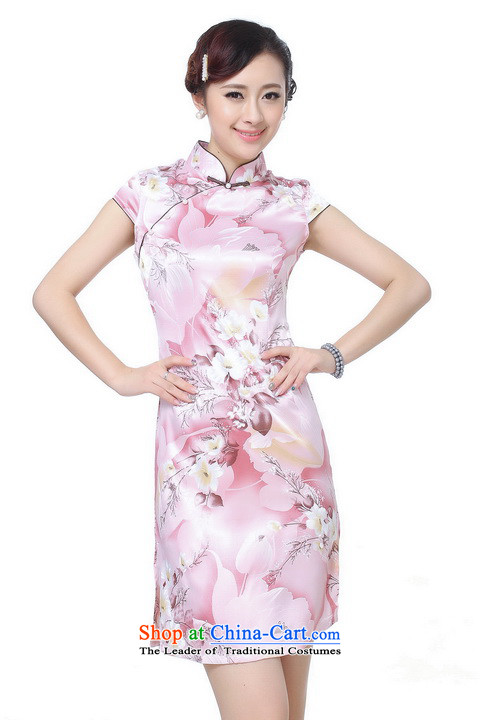 Dan smoke Women's Summer New Tang Dynasty Chinese qipao improved collar is pressed to Sau San retro stamp short of Qipao pink M picture, prices, brand platters! The elections are supplied in the national character of distribution, so action, buy now enjoy more preferential! As soon as possible.