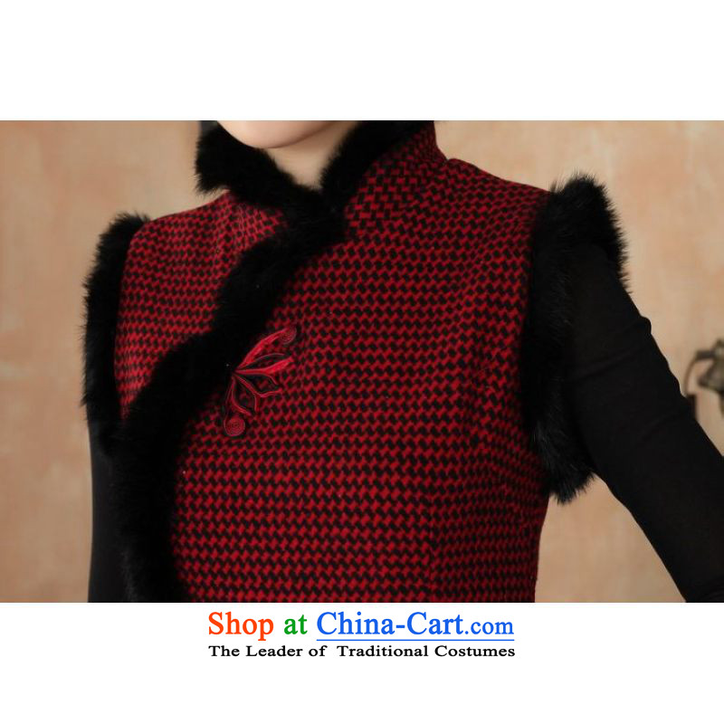 Ms. 27.41 picking qipao Tang Dynasty Fall/Winter Collections of nostalgia for the improvement of the new grid wool rabbit hair collar qipao? White S, picking frequency , , , shopping on the Internet