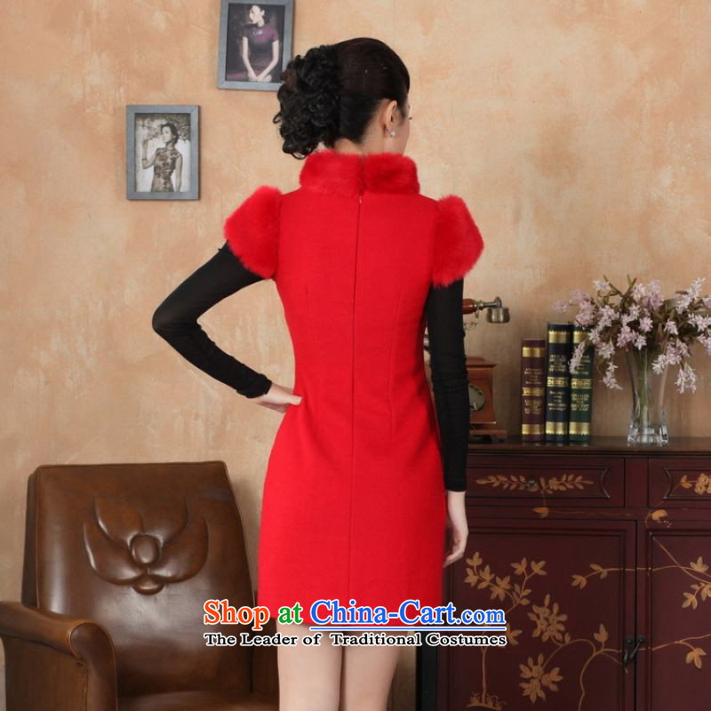 Ms. 27.41 picking qipao Tang Dynasty Fall/Winter Collections of nostalgia for the new improved wool rabbit hair? For embroidery cheongsam RED M, picking frequency , , , shopping on the Internet