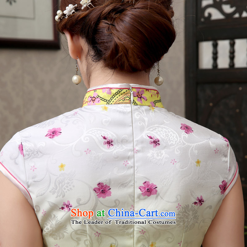 The spring and summer of 2015, Martin Taylor new large flower fair uncombed small short, improvement of Qipao fresh and stylish package and cheongsam dress Sau San elegant light yellow floral S, Martin (TAILEMARTIN Taylor) , , , shopping on the Internet