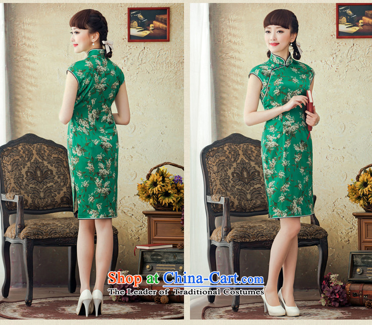 A Pinwheel Without Wind spend the summer escape silk cheongsam dress improved stylish short spring and summer 2015 new sexy cheongsam dress green S picture, prices, brand platters! The elections are supplied in the national character of distribution, so action, buy now enjoy more preferential! As soon as possible.
