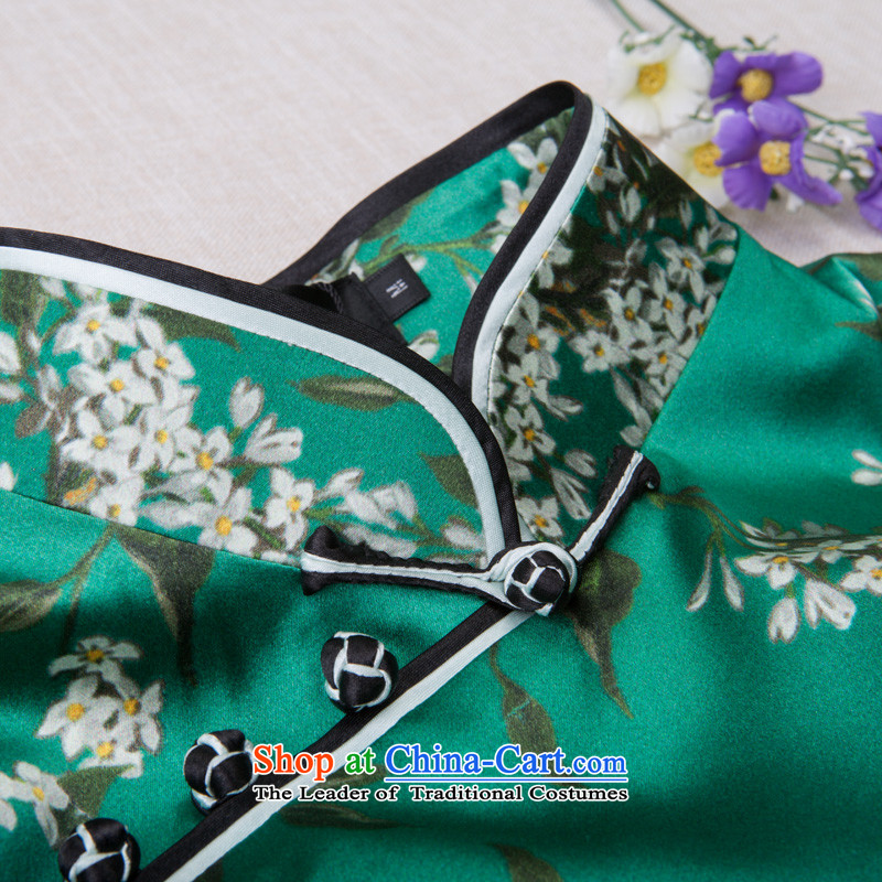 A Pinwheel Without Wind spend the summer escape silk cheongsam dress improved stylish short spring and summer 2015 new sexy cheongsam dress green S, Yat Lady , , , shopping on the Internet