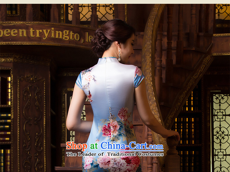 Bong-migratory 7475 following a new summer 2015, Peony, Heavyweight Silk Cheongsam retro temperament herbs extract qipao DQ1546 Sau San light blue XXL picture, prices, brand platters! The elections are supplied in the national character of distribution, so action, buy now enjoy more preferential! As soon as possible.