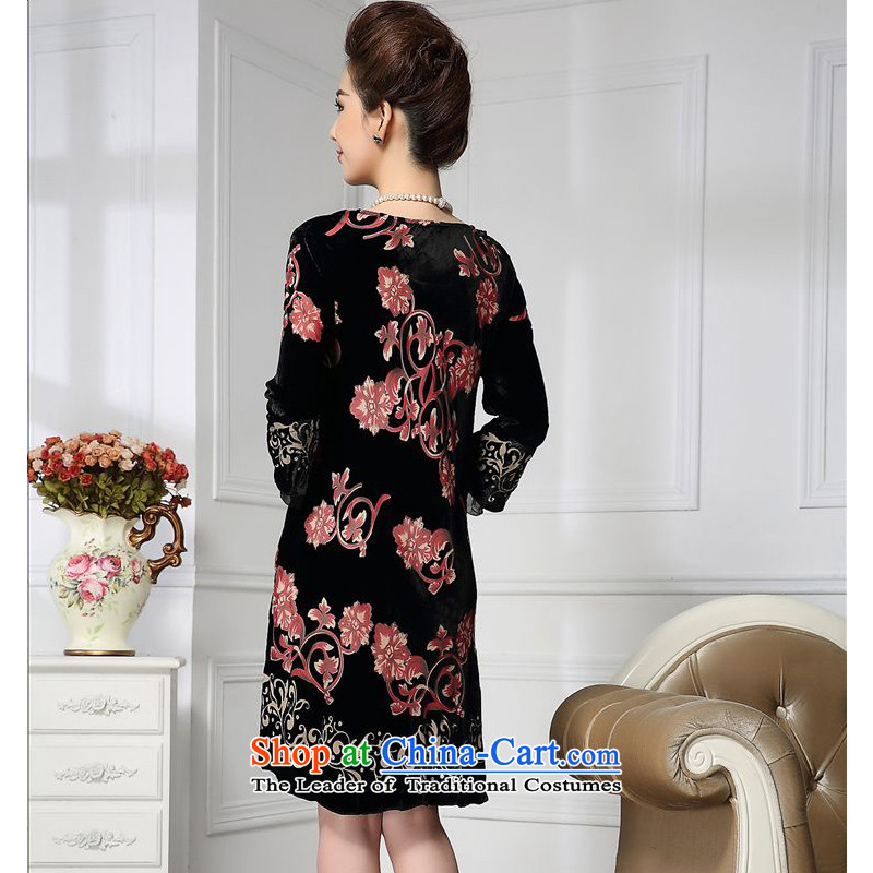 Forest narcissus spring and autumn 2015 loaded on the new volume pattern width cuffs Tang dynasty mother replacing cheongsam silk stitching sauna silk velvet dresses HGL-656 SAFFLOWER XL, Forest Narcissus (senlinshuixian) , , , shopping on the Internet