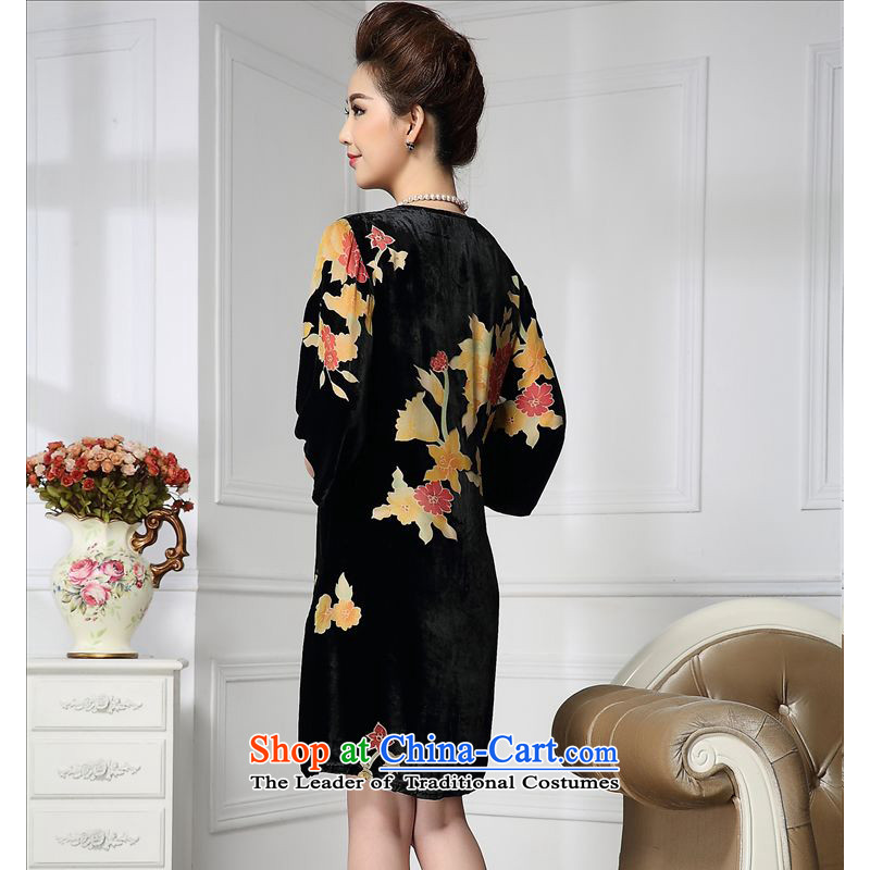 Forest narcissus spring and autumn 2015 install new champak wide sleeves Tang dynasty mother Silk Cheongsam with stitching herbs extract lint-free dresses HGL-651 CHAMPAK XXL, forest (senlinshuixian narcissus) , , , shopping on the Internet