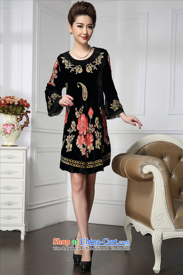 Forest narcissus spring and autumn 2015 Install new staple bead wide sleeves ：fuguihua Tang dynasty mother replacing qipao silk stitching sauna silk velvet dresses HGL-650 picture color pictures, prices, XXXL brand platters! The elections are supplied in the national character of distribution, so action, buy now enjoy more preferential! As soon as possible.