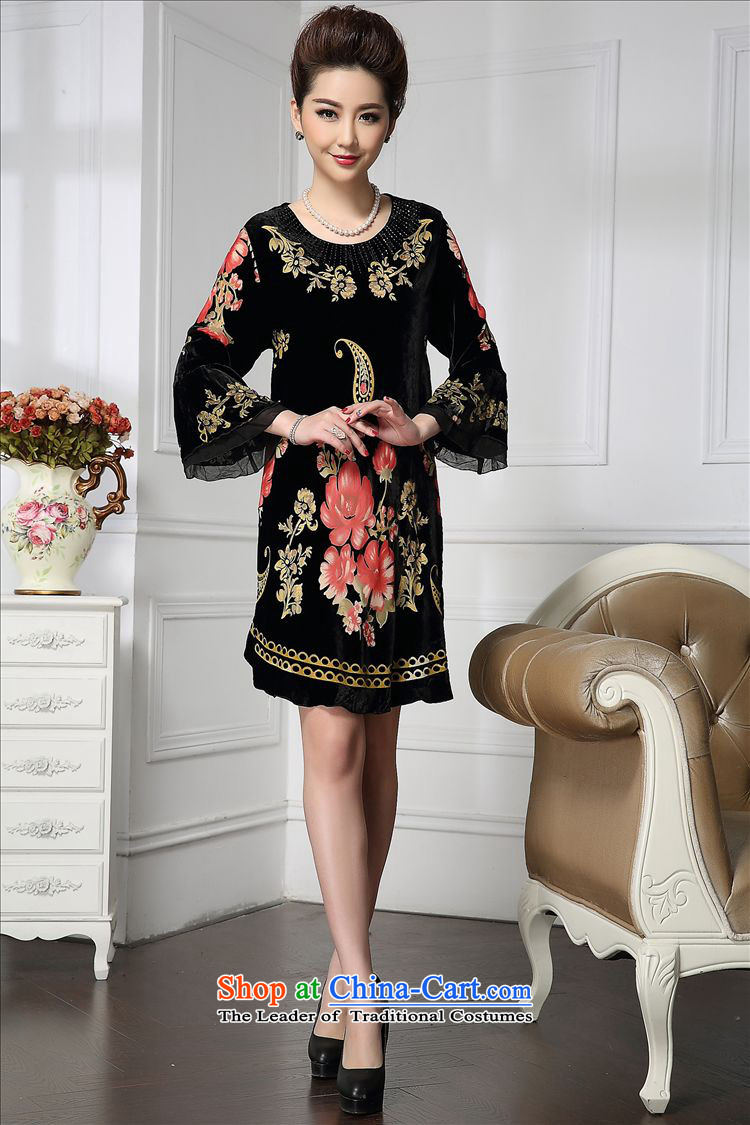 Forest narcissus spring and autumn 2015 Install new staple bead wide sleeves ：fuguihua Tang dynasty mother replacing qipao silk stitching sauna silk velvet dresses HGL-650 picture color pictures, prices, XXXL brand platters! The elections are supplied in the national character of distribution, so action, buy now enjoy more preferential! As soon as possible.