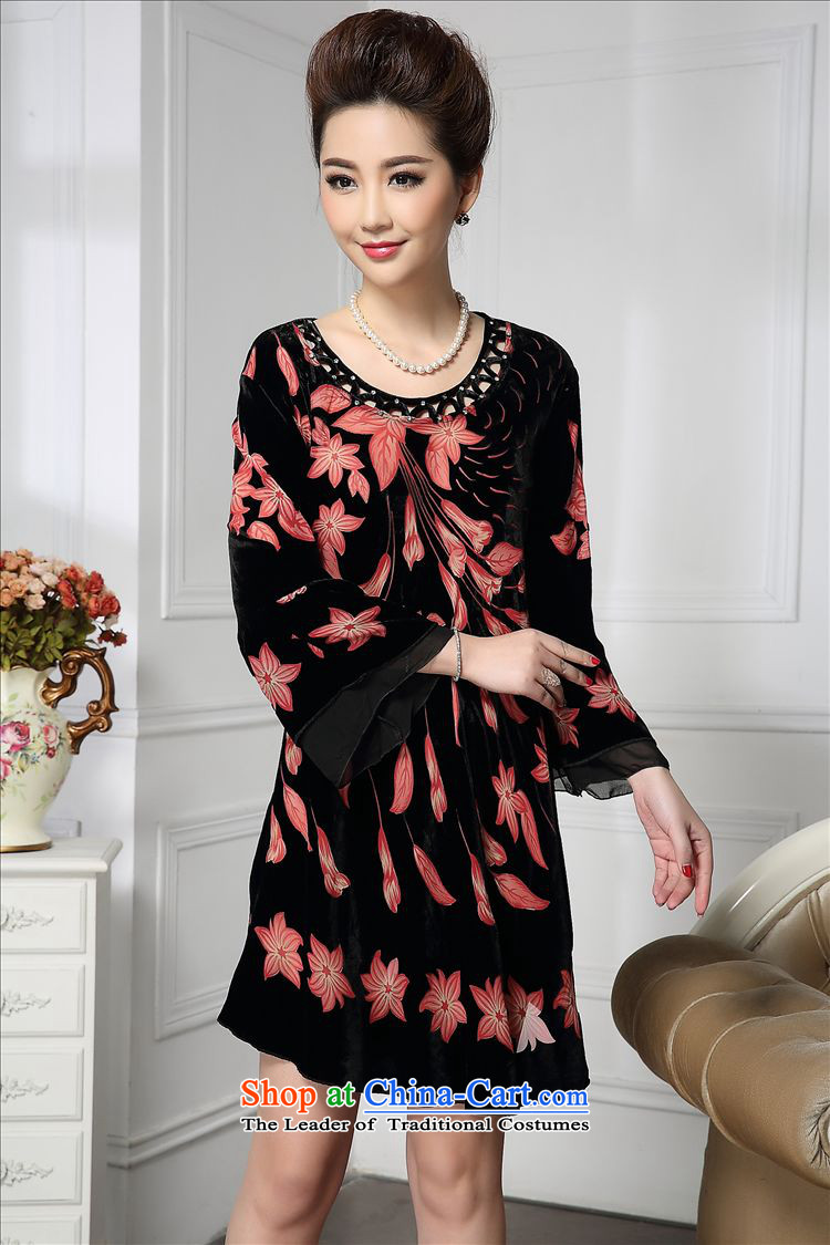 Forest narcissus spring and autumn 2015 install new wide sleeves nail pearl shatter Tang dynasty mother replacing qipao silk stitching sauna silk velvet dresses HGL-631 picture color pictures, prices, XXXL brand platters! The elections are supplied in the national character of distribution, so action, buy now enjoy more preferential! As soon as possible.