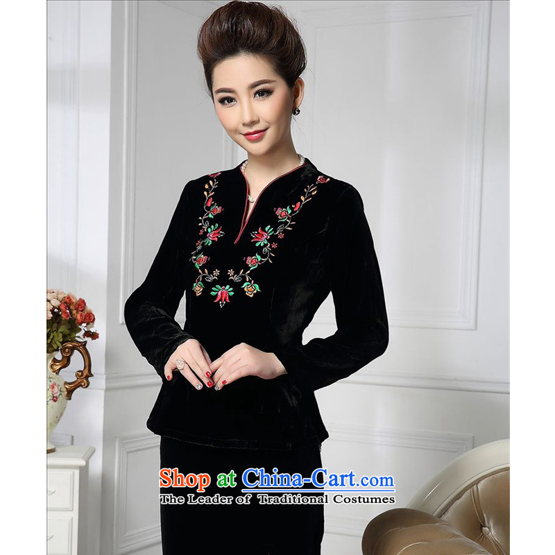Forest narcissus spring and autumn 2015 install new collar embroidery Tang dynasty mother replacing qipao silk stitching herbs extract lint-free t-shirt color picture XXXL, HGL-498 forest Narcissus (senlinshuixian) , , , shopping on the Internet