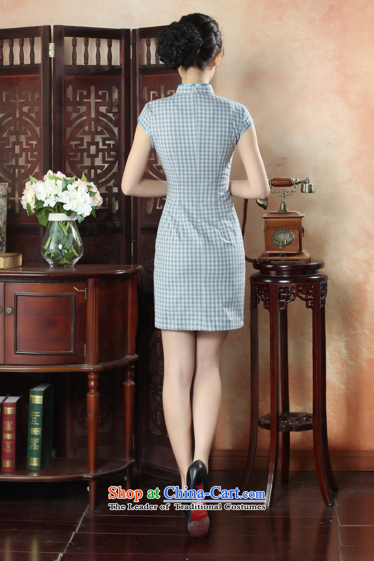 Figure for summer flowers new cheongsam Tang Dynasty Chinese Women's improved retro cotton linen dresses skirt temperament of the Republic of Korea the figure color grid qipao XL Photo, prices, brand platters! The elections are supplied in the national character of distribution, so action, buy now enjoy more preferential! As soon as possible.