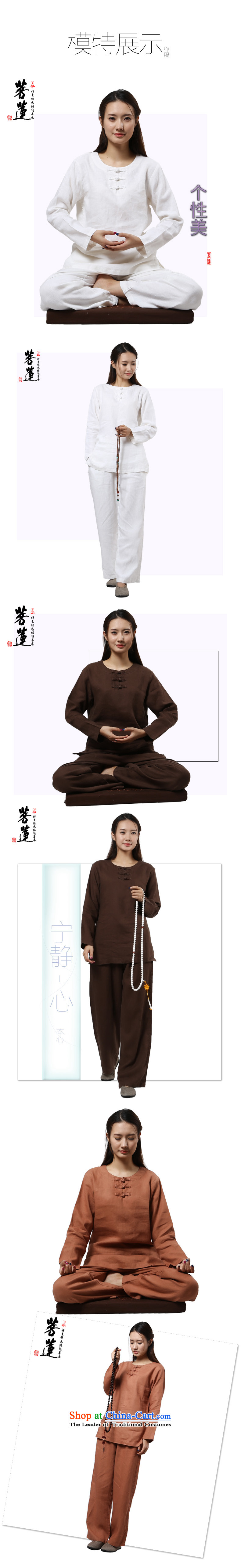 Of Tang dynasty linen plain Lin round-neck collar China wind meditation ball yoga clothing/women's meditation pad service exercise clothing beige painted, cherry L picture, prices, brand platters! The elections are supplied in the national character of distribution, so action, buy now enjoy more preferential! As soon as possible.
