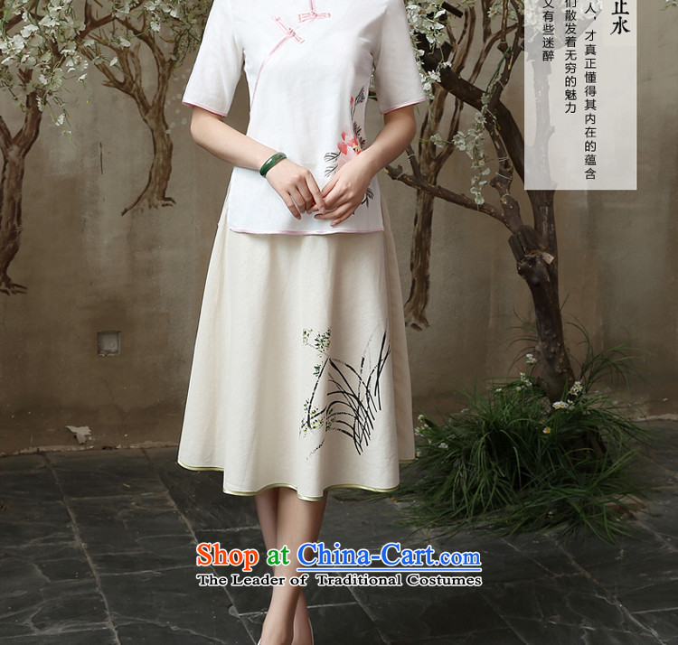 At 2015 new pro-summer retro improved stylish short of daily cotton linen flax Ms. qipao shirt Shirt 