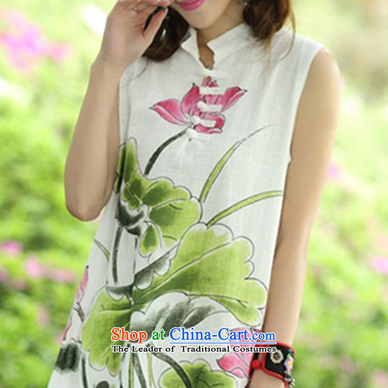 The 2015 summer Yui, in accordance with new's ethnic women's dresses hand-painted cotton collar improved qipao Kit 8123 Lotus kit are code, Yui, , , , shopping on the Internet