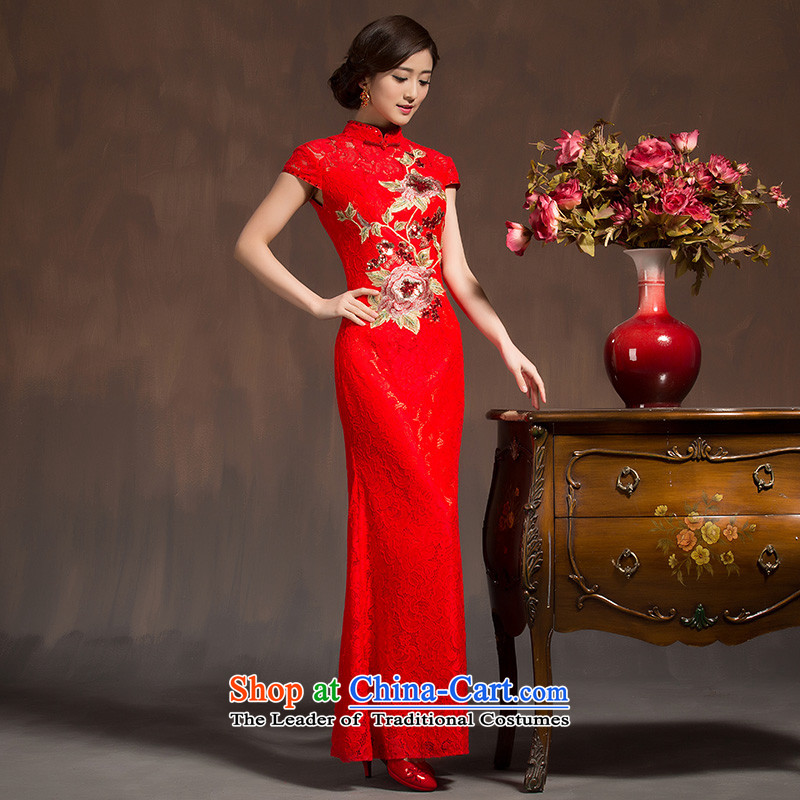 The spring of 2015, of the new long skirt for winter brides qipao marriage bows dress retro improved dresses Sau Wo Service RED?M code