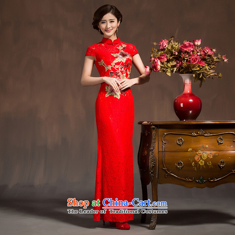 The spring of 2015, of the new long skirt for winter brides qipao marriage bows dress retro improved dresses Sau Wo Service RED M code, the marriage arts , , , Yue shopping on the Internet
