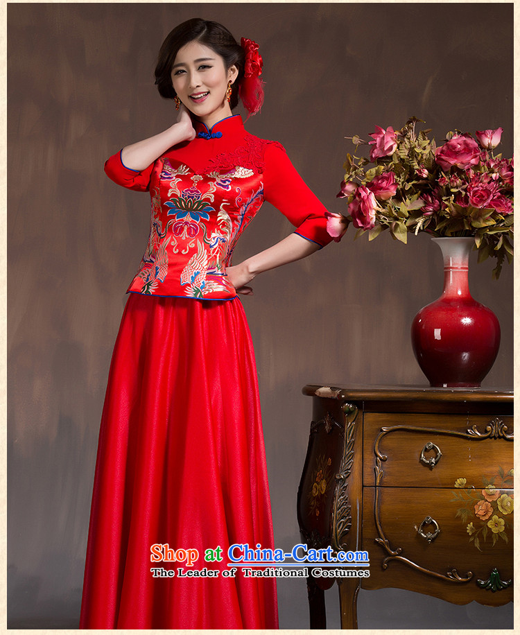 2015 Spring Summer China wind bows Service Bridal wedding dress retro embroidery long cheongsam red female RED M code picture, prices, brand platters! The elections are supplied in the national character of distribution, so action, buy now enjoy more preferential! As soon as possible.