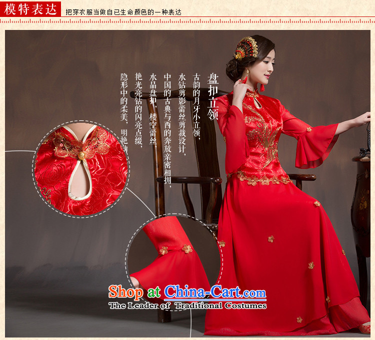 2015 Long toasting champagne qipao bride services in red sleeved improved Chinese style wedding dresses marriage retro 7 Cuff Red XL code picture, prices, brand platters! The elections are supplied in the national character of distribution, so action, buy now enjoy more preferential! As soon as possible.