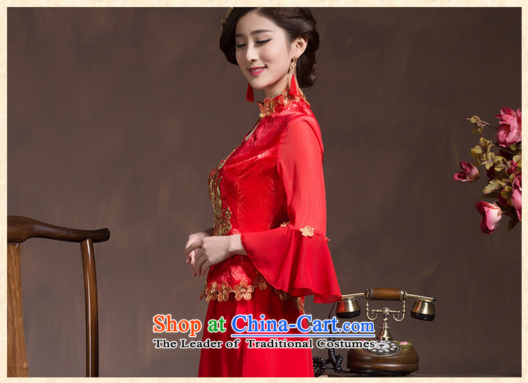 2015 Long toasting champagne qipao bride services in red sleeved improved Chinese style wedding dresses marriage retro 7 Cuff Red XL code picture, prices, brand platters! The elections are supplied in the national character of distribution, so action, buy now enjoy more preferential! As soon as possible.