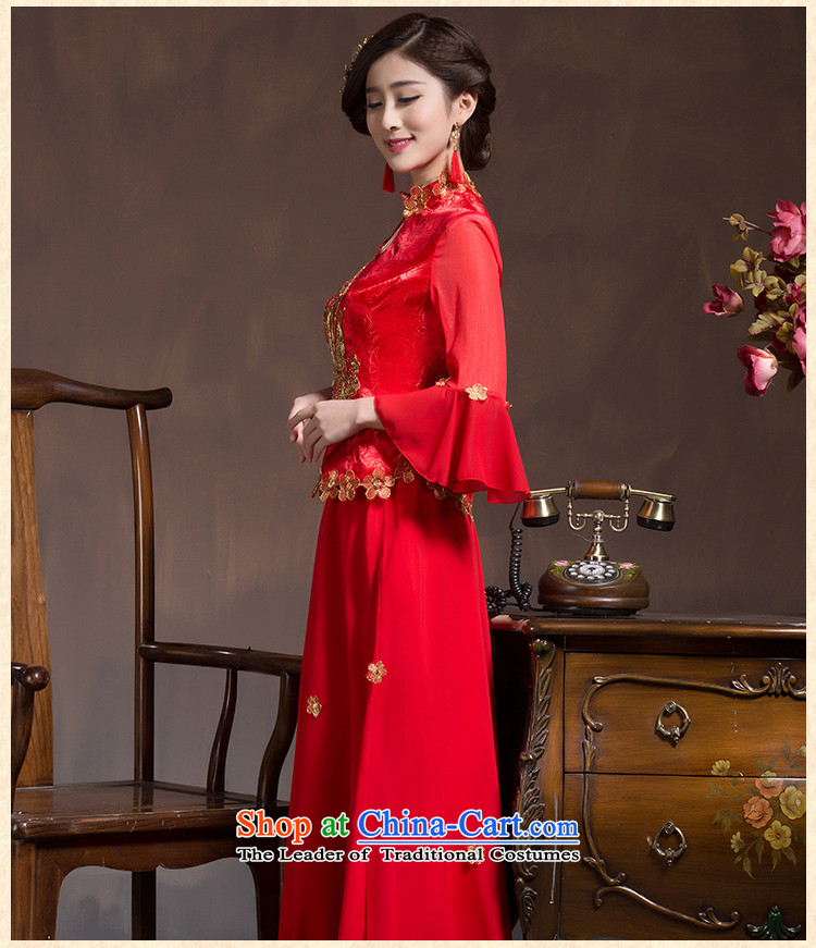 2015 Long toasting champagne qipao bride services in red sleeved improved Chinese style wedding dresses marriage retro 7 Cuff Red XL code picture, prices, brand platters! The elections are supplied in the national character of distribution, so action, buy now enjoy more preferential! As soon as possible.