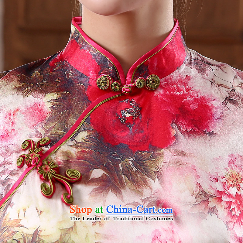 [Sau Kwun Tong] visit to Summer 2015 Spring Silk Cheongsam herbs extract retro style cheongsam dress QD4245 improved XXL, Sau Kwun Tong suit shopping on the Internet has been pressed.