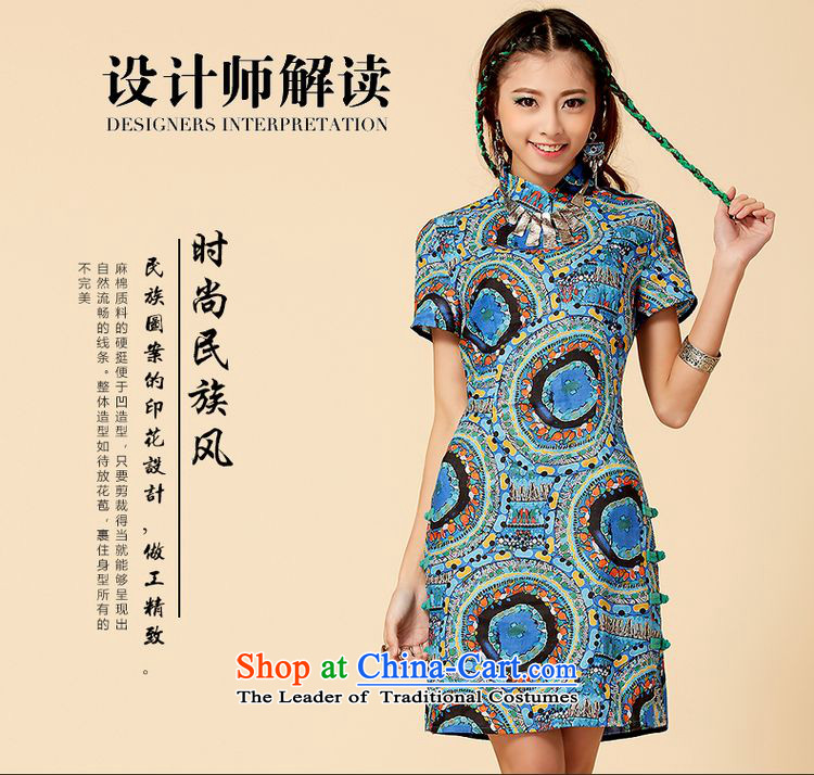 The retro improvement can spring ethnic cheongsam dress female decorated seen wearing short stylish blue qipao L picture, prices, brand platters! The elections are supplied in the national character of distribution, so action, buy now enjoy more preferential! As soon as possible.