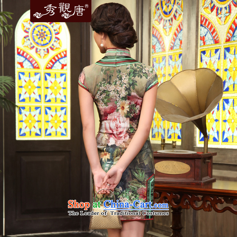 [Sau Kwun Tong] floral classical videos heavyweight Silk Cheongsam/spring herbs extract women cheongsam dress G13512 picture color M-soo Kwun Tong shopping on the Internet has been pressed.