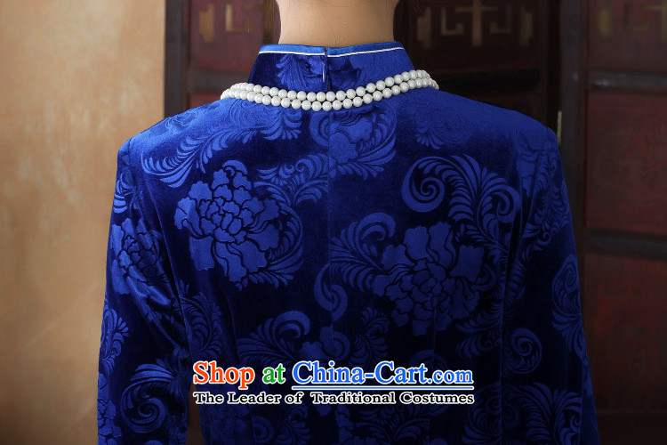 Figure autumn flowers replacing Tang dynasty cheongsam dress Chinese improved collar Stretch Wool embossing 7 cuff, long blue dress L photo cheongsam, prices, brand platters! The elections are supplied in the national character of distribution, so action, buy now enjoy more preferential! As soon as possible.