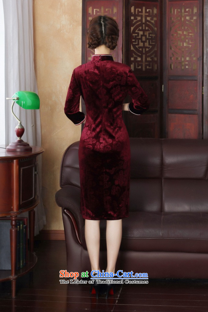 Dan smoke spring cheongsam dress Tang Dynasty Chinese improved collar Stretch Wool embossing 7 cuff in long gown RED M pictures cheongsam, prices, brand platters! The elections are supplied in the national character of distribution, so action, buy now enjoy more preferential! As soon as possible.