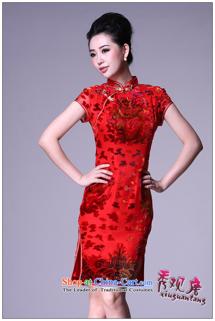 [Sau Kwun Tong] of the dragon Silk Cheongsam /2015 positioning for summer herbs extract red cheongsam dress bride G81125 RED L picture, prices, brand platters! The elections are supplied in the national character of distribution, so action, buy now enjoy more preferential! As soon as possible.