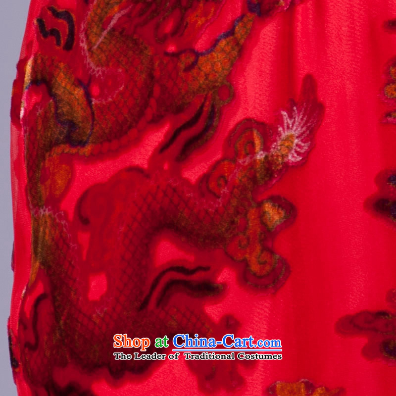 [Sau Kwun Tong] of the dragon Silk Cheongsam /2015 positioning for summer herbs extract red cheongsam dress bride G81125 RED , L, Sau Kwun Tong shopping on the Internet has been pressed.