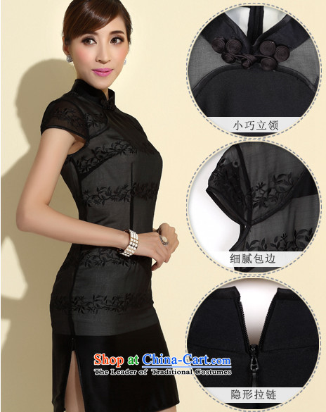 [Sau Kwun Tong] Xuan Emily 2015 Summer new retro heavyweight Silk Cheongsam improved stylish Sau San dresses QD4143 black S picture, prices, brand platters! The elections are supplied in the national character of distribution, so action, buy now enjoy more preferential! As soon as possible.