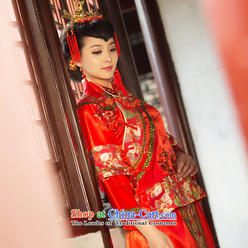 2015 New Sau Wo Service bridal dresses and skirt use bows married to CHINESE CHEONGSAM red red XL code of marriage, the married arts , , , Yue shopping on the Internet