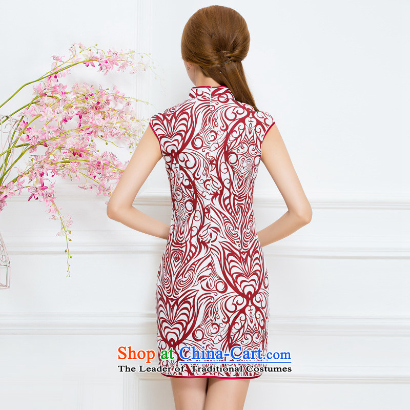 The Tang dynasty 2015 Summer new badges need for retro Sau San porcelain sleeveless temperament female cheongsam dress emblazoned with the red stripes XL, Tang Dynasty , , , shopping on the Internet