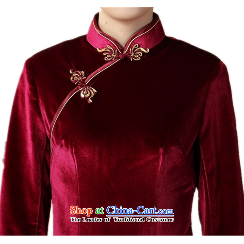 In accordance with the new fuser for women retro Tang Dynasty Chinese qipao improved collar is pressed to retro-allotted seven points qipao skirt LGD/T0001# cuff Sau San  S, in accordance with the fuser has been pressed black shopping on the Internet